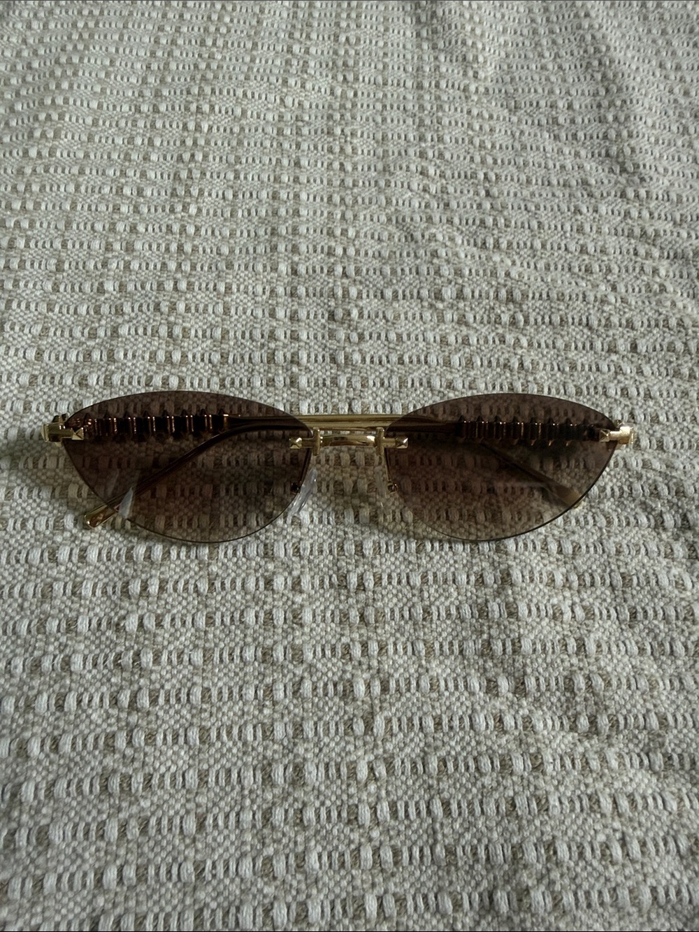 Gold Frame Brown Lens Cat-Eye Sunglasses